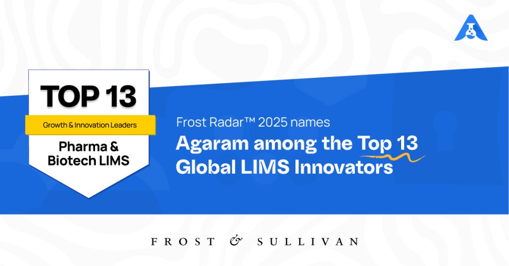 Agaram Technologies is excited to announce its recognition by Frost & Sullivan’s Frost Radar™ 2025 as one of the Top 13 Innovation Leaders in the Pharmaceutical and Biotech Laboratory Information Management Systems (LIMS)